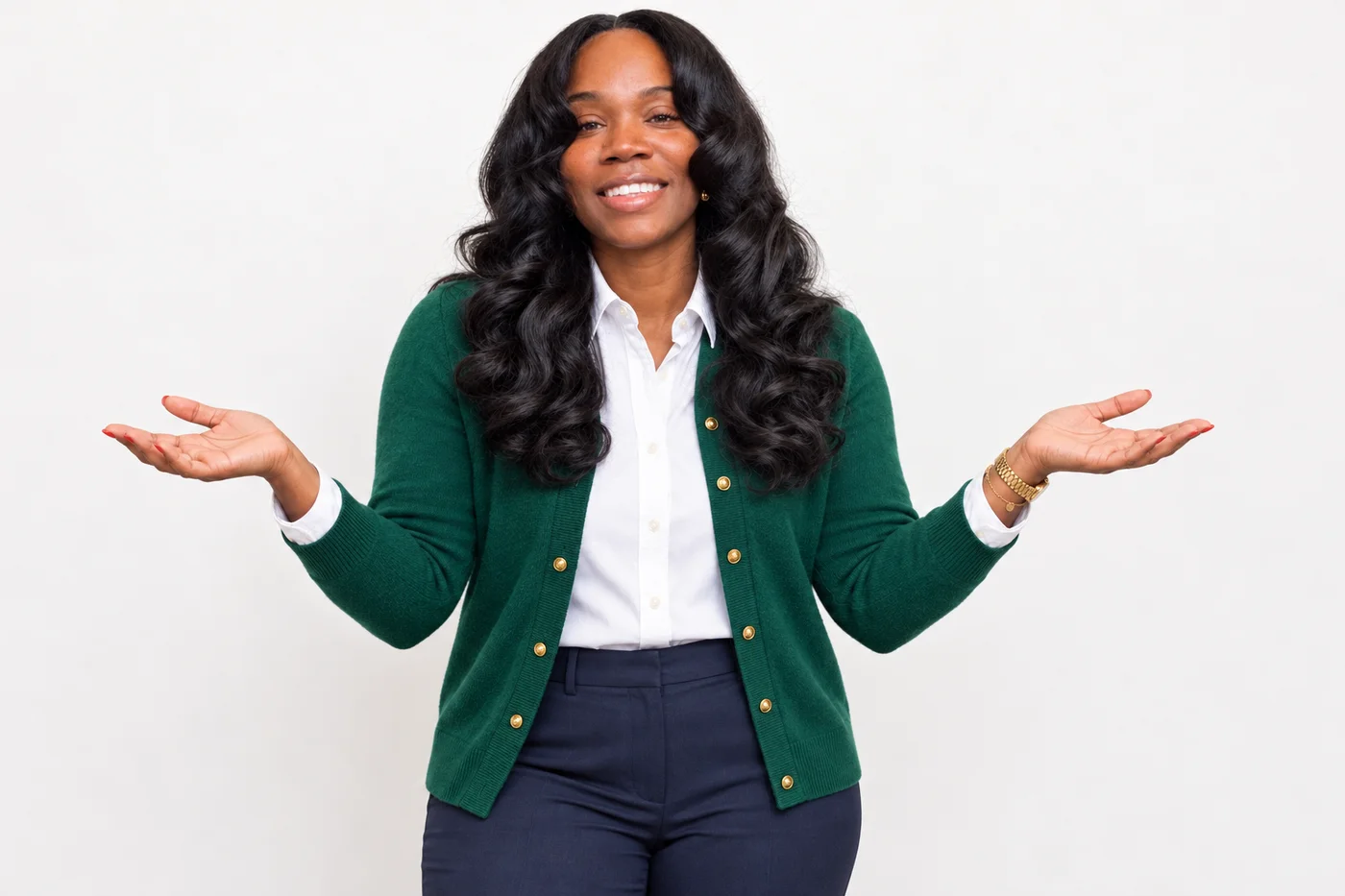 Rasheeda welcomes your questions with an open-handed gesture